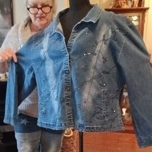 Soho Blue Jean Jacket with Embellishments